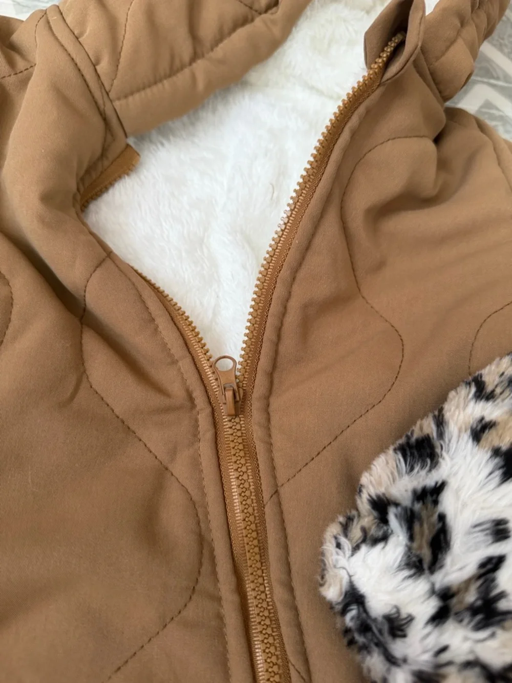 Toddler Brown Quilted Hooded One-Piece Snowsuit bundle